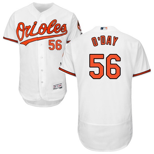 Orioles #56 Darren O'Day White Flexbase Authentic Collection Stitched MLB Jersey - Click Image to Close